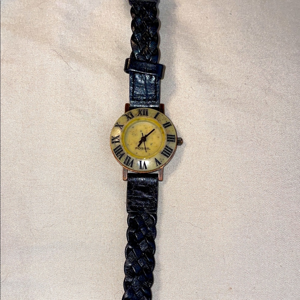Fossil Vintage Style Watch with Black Braided Strap